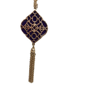 Reversible Double Chain Pendant & Tassel Necklace with Adjustable Chain